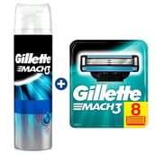 Gillette Set Mach 3 8'li Yedek Başlık + 200 ml Tıraş Jeli