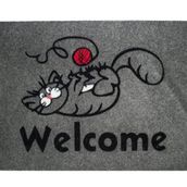 Giz Home Tody Flok Gri Welcome Kedi 40x70 cm Kapı Paspası