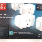 Globe Electric Elektrikli Wi-Fi Akıllı Priz, Hub Gerektirmez, Sesle Etkinleştirilir, 4 Topraklanmış Priz, (4'lü Paket, 15A) 50207, Beyaz