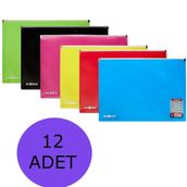 Globox Renkli 12'li A4 Fermuarlı Dosya
