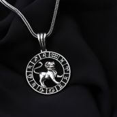 Glorria Aslan Burcu 925 Ayar Erkek Gümüş Kolye