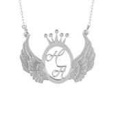 Glorria GLR630 Kişiye Özel Harfli Kral Tacı Kanat Gümüş Kolye