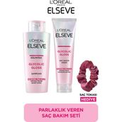 Glycolic Gloss Mükemmel Parlaklık 2'li Saç Bakım Seti: Şampuan , Saç Kremi +Saç Tokası Hediye
