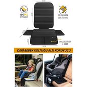 Gm Design Deri Oto Çocuk Bebek Koltuğu Koruyucu - Isofix Uyumlu - Leke Tutmuz - Silinebilir - Siyah