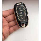 Gma Keys Lüx Hyundai I30 IX25 IX35 Kona Elantra Accent Santa Fe 3 Buton Nano Anahtar Kılıfı Siyah Gold