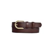 GoDeri 3 cm-90 cm Deri Gold Tokalı Koyu Kahverengi Kadın Kemeri