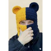 Gogoey Ayıcık Kulaklı Unisex Bere Balaklava, Sarı-Lacivert