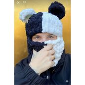 Gogoey Ayıcık Kulaklı Unisex Bere Balaklava, Siyah-Beyaz