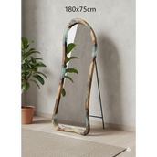 Gökçesan Mobilya Ahşap & Epoksili Çerçeveli Ayna 180X75 Metal Ayaklı Boy Aynası - Beyaz
