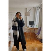 Goldmine Unisex Premium Soft Buklet Atkı, Siyah Beyaz Kareli
