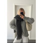 Goldmine Unisex Puffy Lightweight Atkı, Füme, Püskül Detaylı