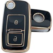Golf Jetta Passat Leon Toledo Octavia Fabia Uyumlu Kumanda Anahtar Kılıfı Oto Anahtarlık Siyah Gold