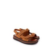 Gondol Unisex Hakiki Deri Cırtlı Ayarlanabilir Rahat Sandalet hkm.31 Taba