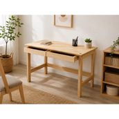 Goob %100 Masif Çam Ahşap Çalışma Masası 115X60 cm Doğal Çam 2 Çekmeceli Minimal Yazı Masası Ahşap Ofis Bilgisayar Masası - 60x115 - Doğal Ahşap