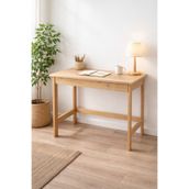 GOOB %100 Masif Çam Ahşap Çalışma Masası 50x85 cm Doğal Çam Çekmeceli Minimal Yazı Masası Ahşap Ofis Bilgisayar Masası