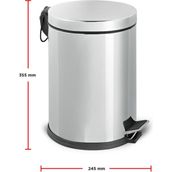 Gör Seç 12 Litre Paslanmaz Çöp Kovası Pedallı Çöp Kutusu Ayaklı 12 Lt Ofis Lüx Lüks Mutfak Bahçe Kovası - Tek Ebat - Açık Gri