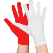 Gösteriler İçin 1 Çift Kırmızı Beyaz Pandomim Eldiveni Çocuk Boy (5224)