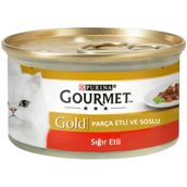 Gourmet Gold Parça Etli Soslu ve Sığır Etli 12x85 gr Kedi Konserve