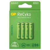 GP Recyko 650 mAh AAA 4'lü Şarj Edilebilir İnce Kalem Pil