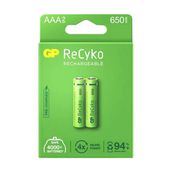 GP Recyko 650 Mah R03 AAA Şarj Edilebilir 2'li İnce Kalem Pil