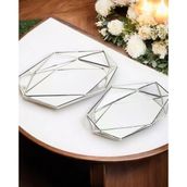 Graceful Dekoratif Prizma Söz Nişan Tepsisi Gümüş Vitrin