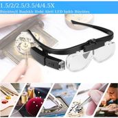 GreaTech 3 Lens 2 LED Işıklı Gözlük Tipi Büyüteç USB Şarjlı Büyüteç 1.5x–4.5x Profesyonel Okuma Hobi Için - Siyah