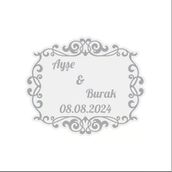 Gri Desenli Kına Nişan Düğün 3X3 Cm Özel Etiket / 50 Adet Sticker