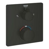 Grohe 1022092430 Grohtherm Mat Siyah 2 Çıkışlı Divertörlü Termostatik Banyo Duş Bataryası