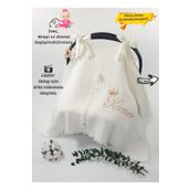gros shop %100Pamuk Nefes Alabilen 4Katlı Müslin Kumaş Püsküllü Puset Örtüsü(KİŞİYE ÖZGÜ ISİMLİ NAKIŞ DESENLİ)