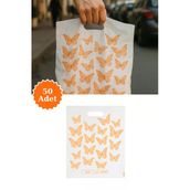 Güçlendirilmiş El Geçmeli Takviyeli Mağaza Poşeti Elit Kelebek Baskı No 4 39x48 cm 50 Adet