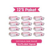 Gül Kokulu Islak Mendil 864 Yaprak (12x72) Koli- Yumuşak Dokulu %0 Paraben