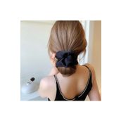 GÜLPEŞE Büyük Boy Saten Saç Tokası Scrunchie Siyah