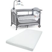 Gulz Atlas Plus 70x110 cm Dark Grey Anne Yanı Sallanır Cibinlikli Pamuk Yataklı Dönenceli Oyun Parkı Bebek Beşik