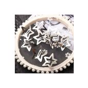 Gümüş Rengi Çok Şık Yıldızlı Çıtçıtlı Saç Tokası 10'lu (3cm) Metalik Tek Ebat