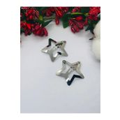 Gümüş Rengi Çok Şık Yıldızlı Çıtçıtlı Saç Tokası 2'li (3cm) Gri Tek Ebat