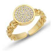 Gumush Gümüş Ayarlanabilir Gold Yuvarlak Zirkon Taşlı Kadın Yüzük