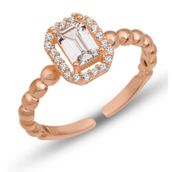 Gumush Gümüş Ayarlanabilir Rose Beyaz Baget Taşlı Kadın Yüzük