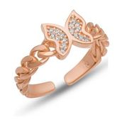 Gumush Gümüş Ayarlanabilir Rose Kelebek Kadın Yüzük