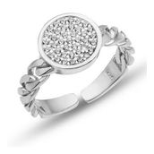 Gumush Gümüş Ayarlanabilir Yuvarlak Zirkon Taşlı Kadın Yüzük