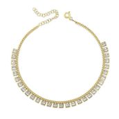 Gumush Gümüş Zirkon Taşlı Gold Halhal