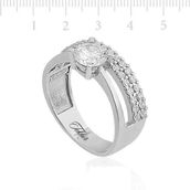 Gumush İki Sıra Tek Taş Gümüş Kadın Yüzük