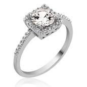 Gumush LR1230201 Gümüş Kare Tek Taş Bayan Yüzük