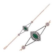 Gumush Rose Mat Yeşil Taşlı Otantik Gümüş Bileklik