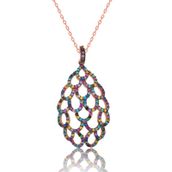 Gumush Rose Renkli Bayan Gümüş Kolye