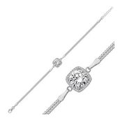 Gumush T7702 Kare Montür Beyaz Taşlı Kadın Gümüş Bileklik