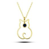 Gumush T8396 Gümüş Eylül Ayı Doğum Taşı Kedi Kadın Kolye