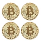 GüncelÇarşı 4 Adet Bitcoin Madeni Hatıra Parası Madeni Bitcoin Hediye Sikke Para
