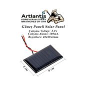 Güneş Paneli Solar Panel 4x8 Cm 3 Volt 100 Ma 1 Adet Güneş Enerjisi Okul Sınıf Deney Çalışmaları