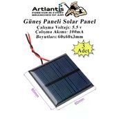 Güneş Paneli Solar Panel 6X6 Cm 5.5 Volt 100 Ma 3 Adet Güneş Enerjisi Okul Sınıf Deney Çalışmaları 60X60 Mm