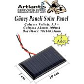 Güneş Paneli Solar Panel 7X10 Cm 5.5 Volt 100 Ma 3 Adet Güneş Enerjisi Okul Sınıf Deney Çalışmaları 70X100mm
